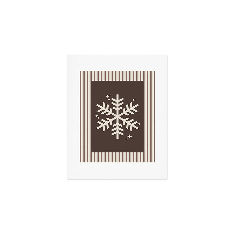 Snowflake Brown Striped Art Print Gallery Image 1