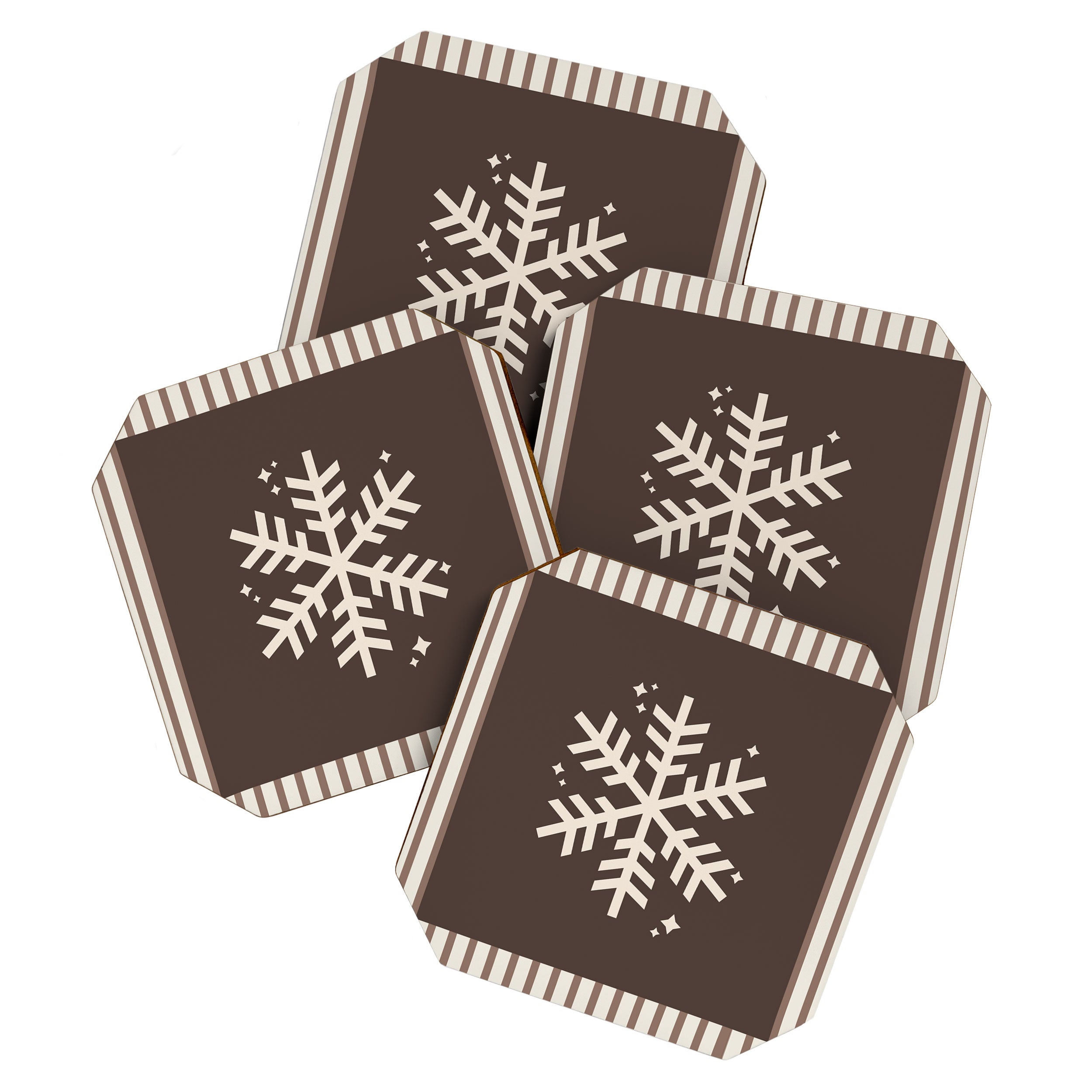 Snowflake Brown Striped Coaster Gallery Image 1