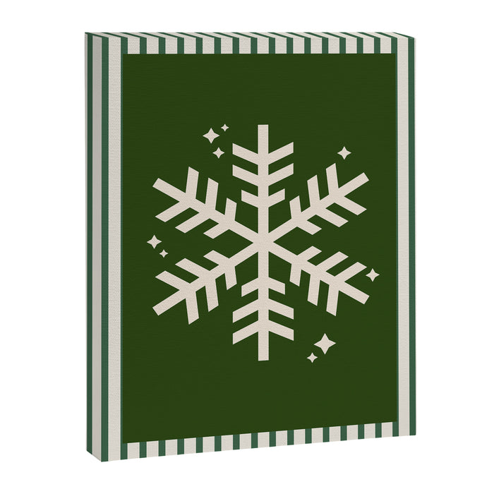 Snowflake Green Striped Canvas Print Gallery Image 1