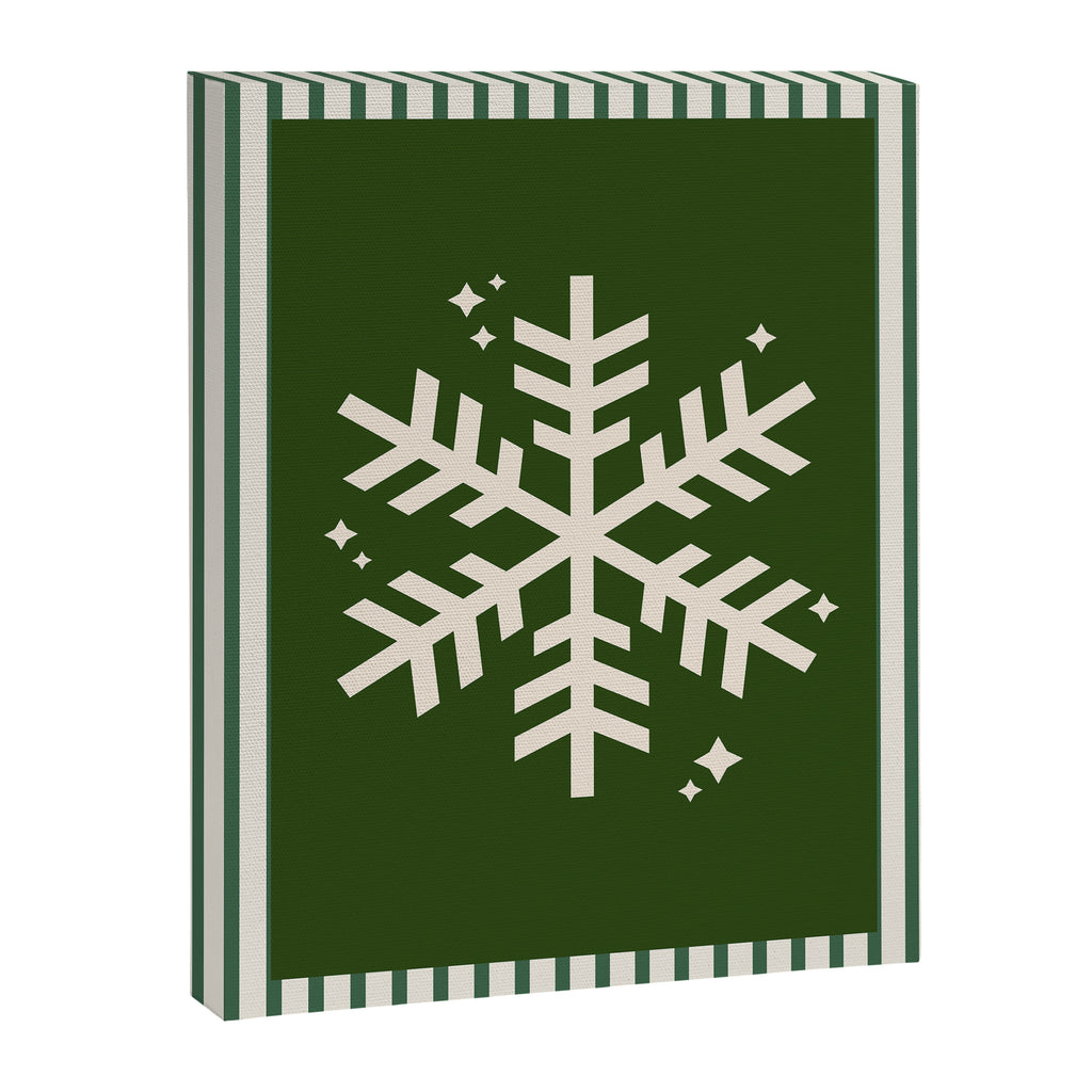 Snowflake Green Striped Canvas Print Gallery Image 6