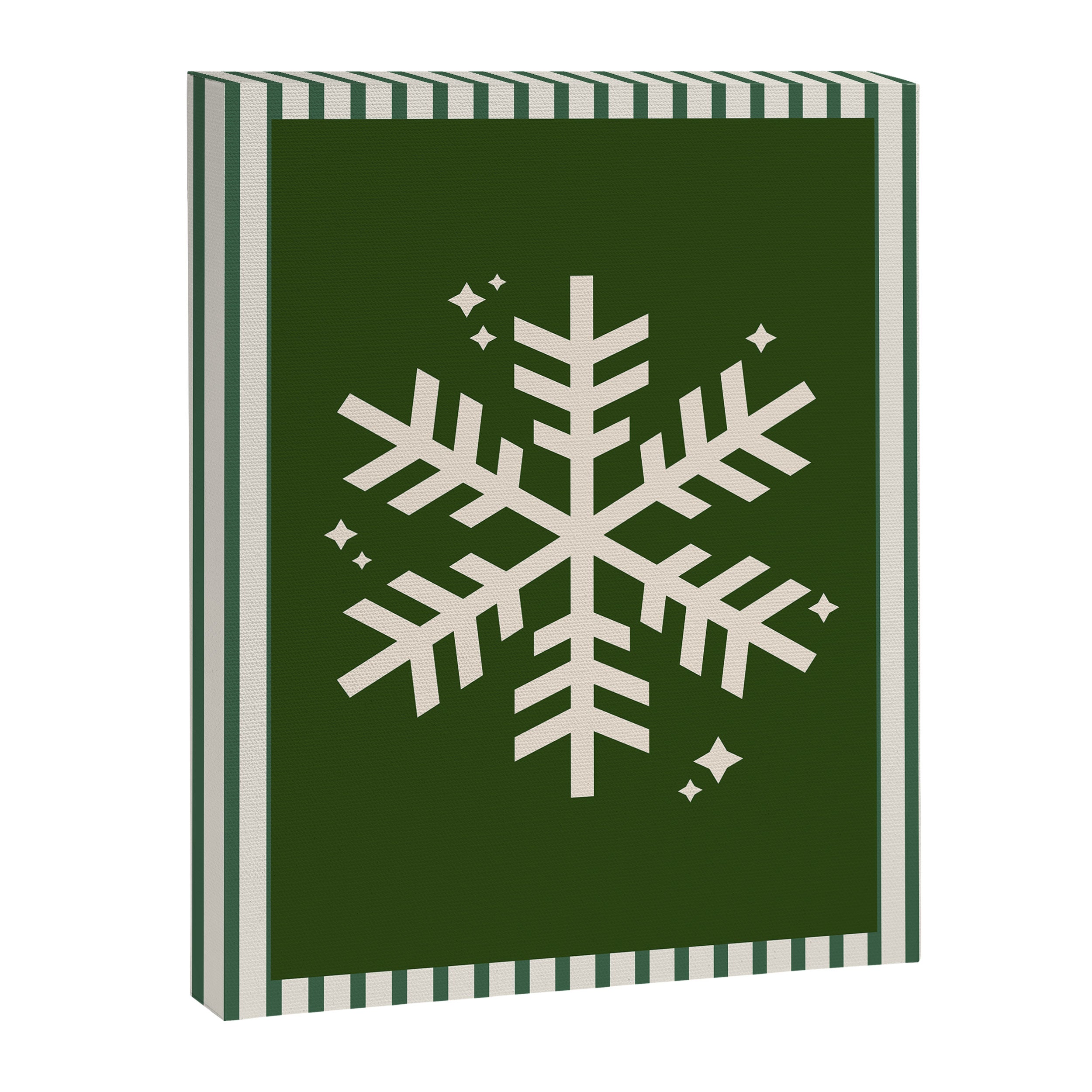 Snowflake Green Striped Canvas Print Gallery Image 6