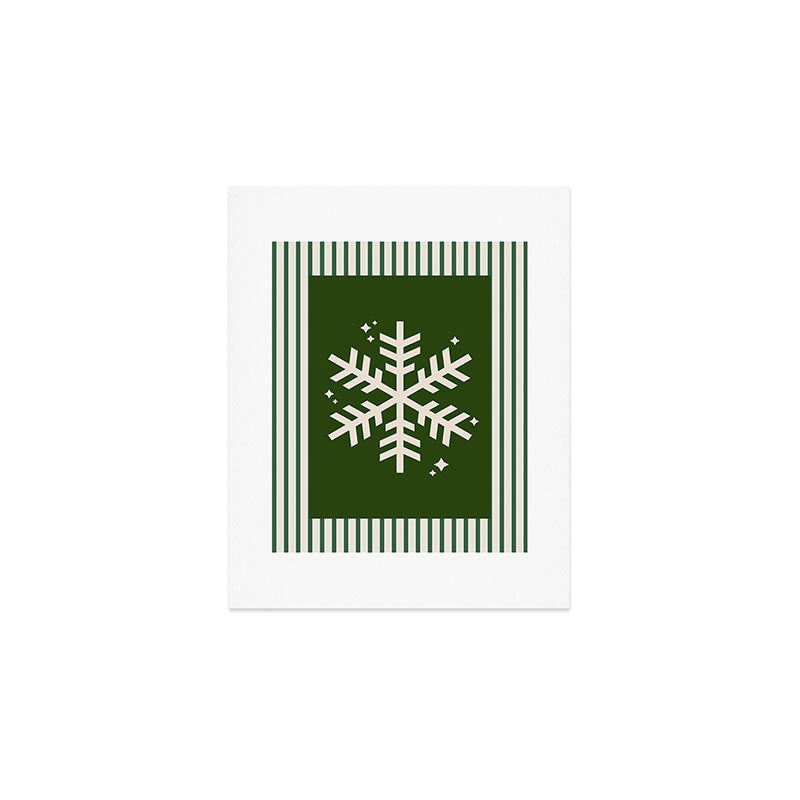 Snowflake Green Striped Art Print Gallery Image 1