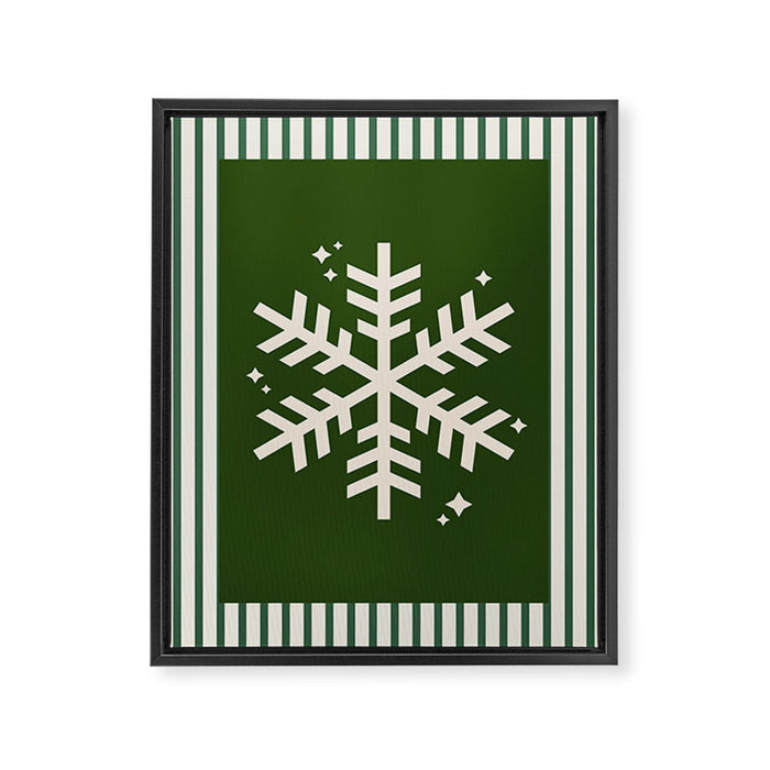 Snowflake Green Striped Framed Canvas Print Gallery Image 1