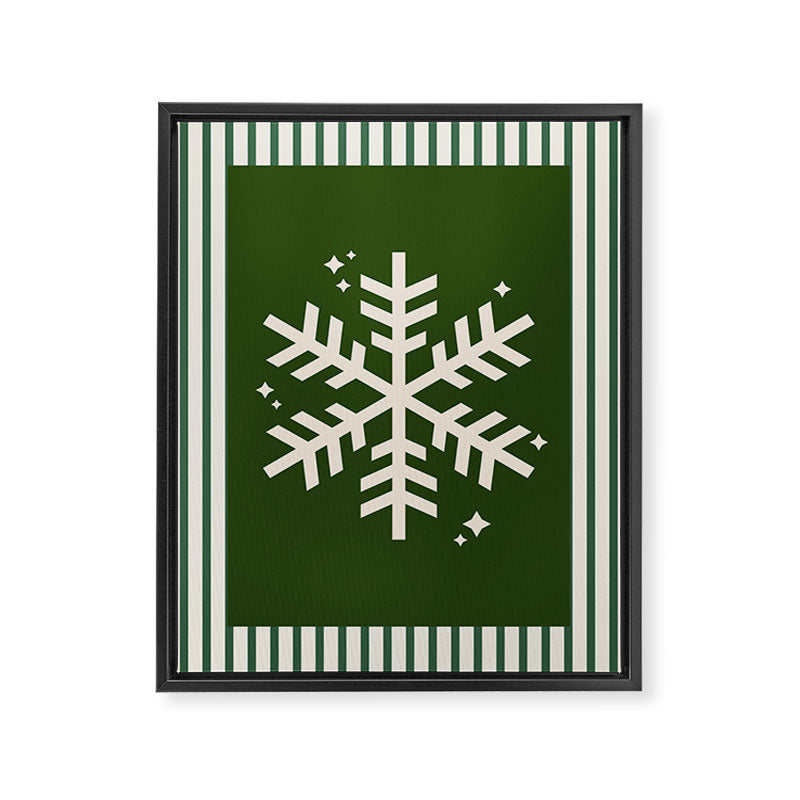 Snowflake Green Striped Framed Canvas Print Gallery Image 6
