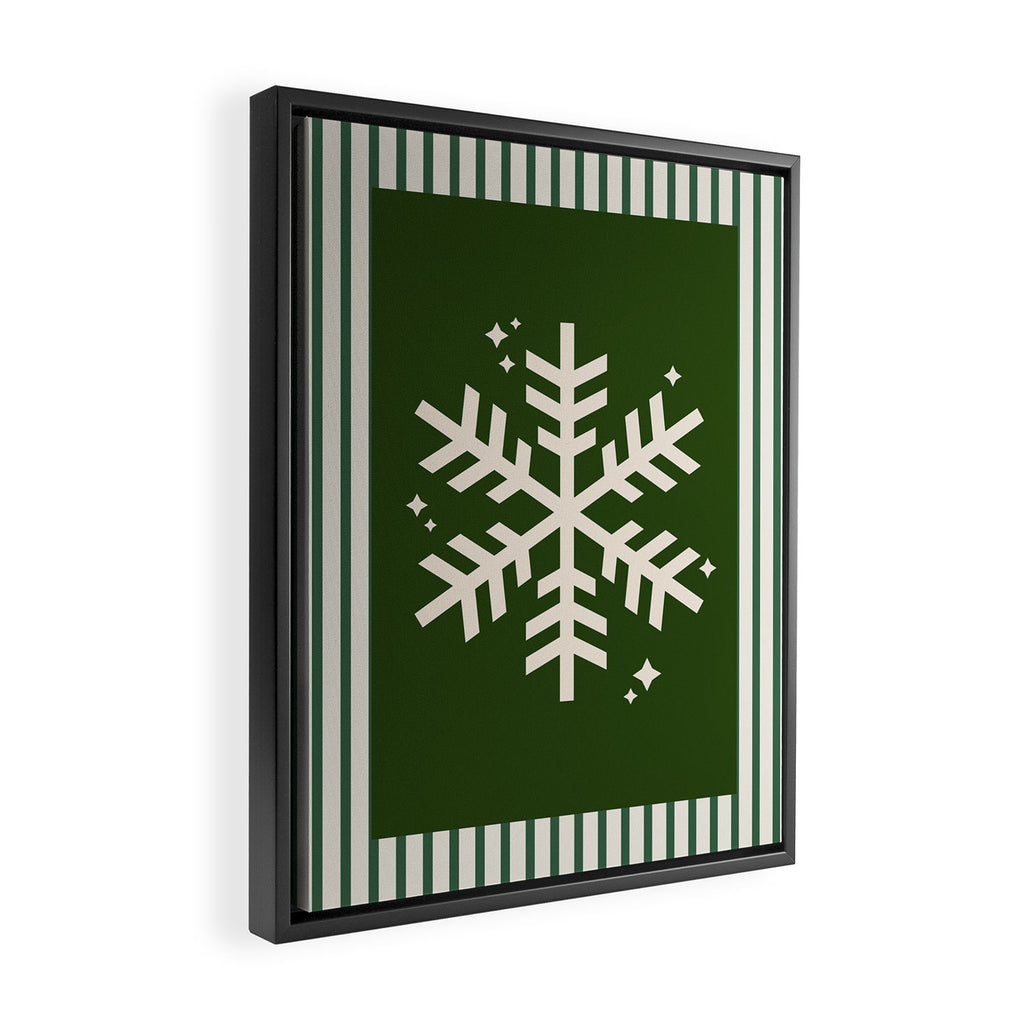 Snowflake Green Striped Framed Canvas Print Gallery Image 2