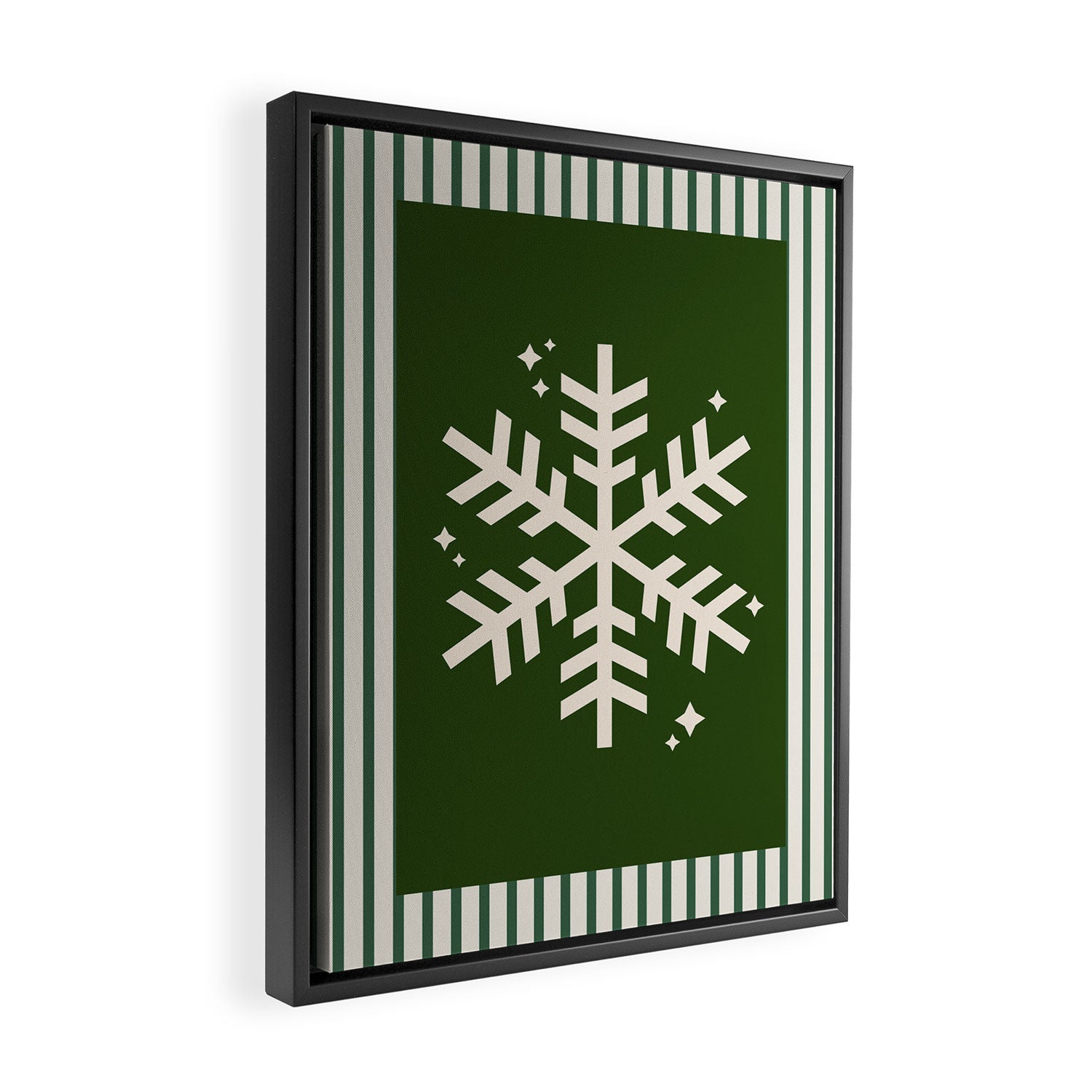 Snowflake Green Striped Framed Canvas Print Gallery Image 2