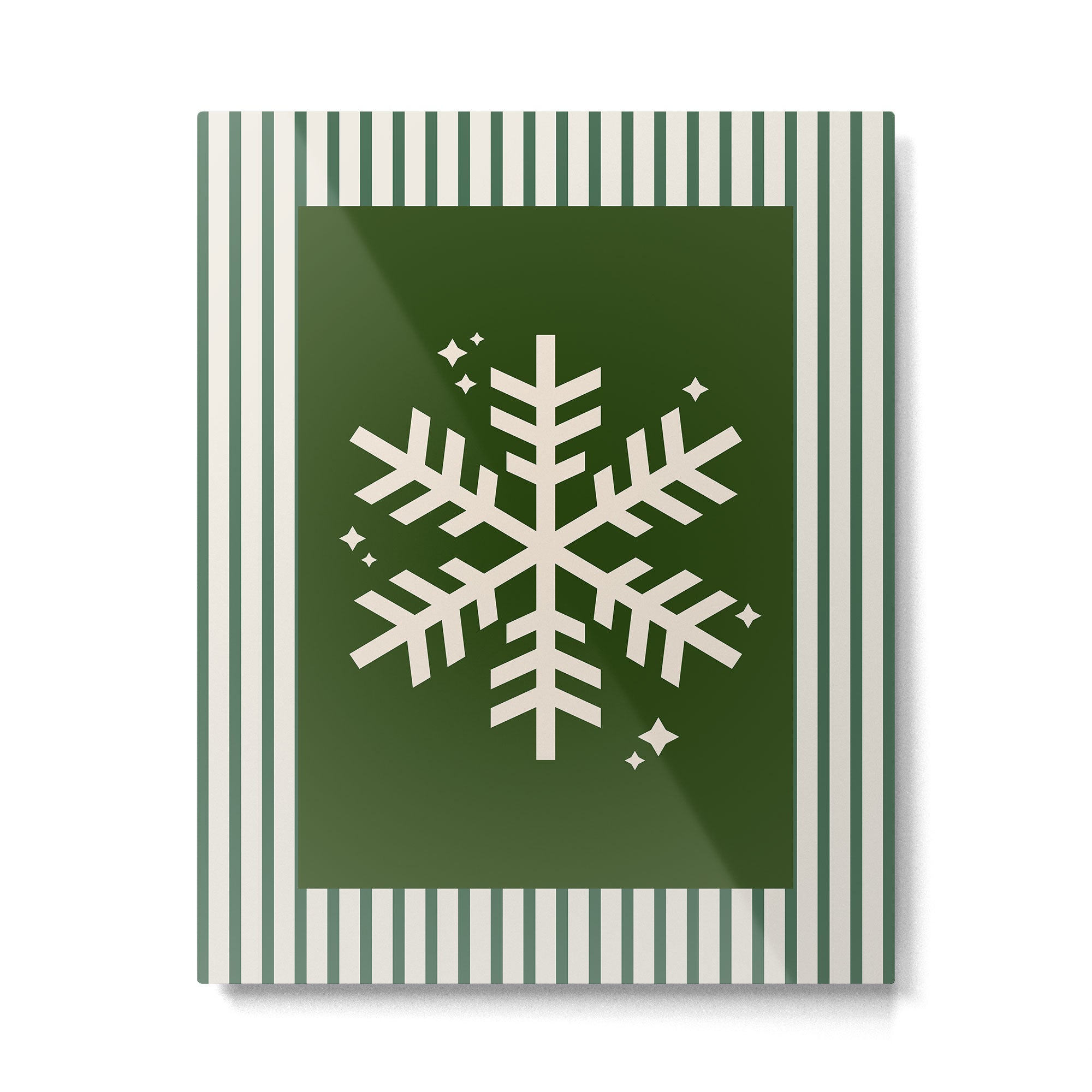 Snowflake Green Striped Metal Print Gallery Image 4