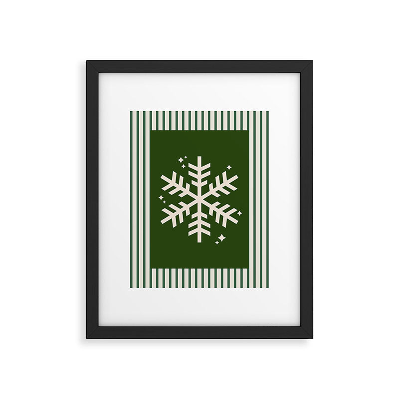 Snowflake Green Striped Framed Art Print Gallery Image 5