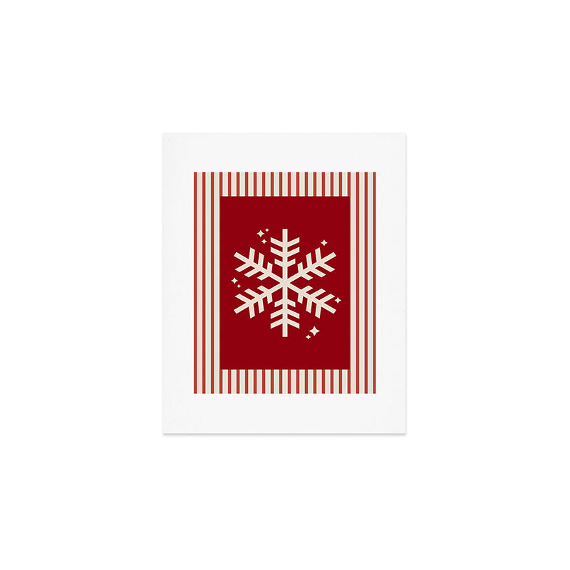 Snowflake Red Striped Art Print Gallery Image 1