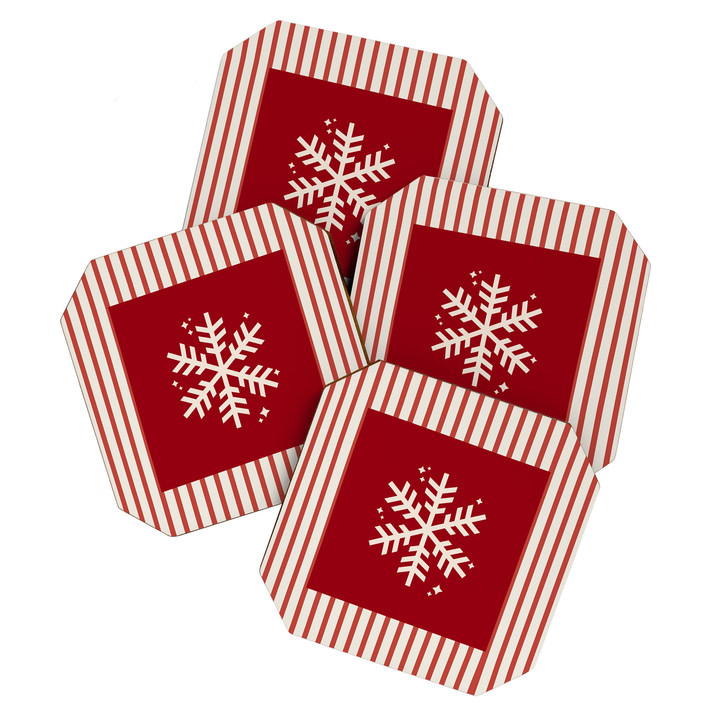 Snowflake Red Striped Coaster Gallery Image 1