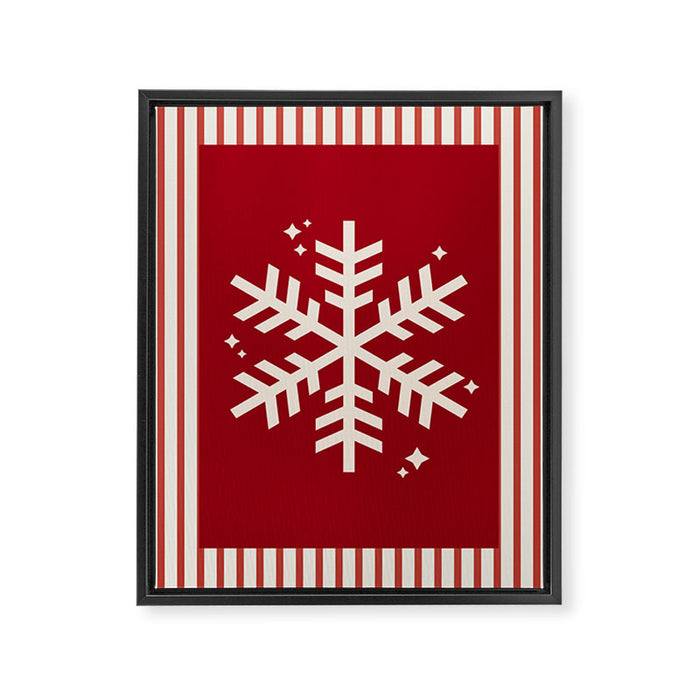 Snowflake Red Striped Framed Canvas Print Gallery Image 1