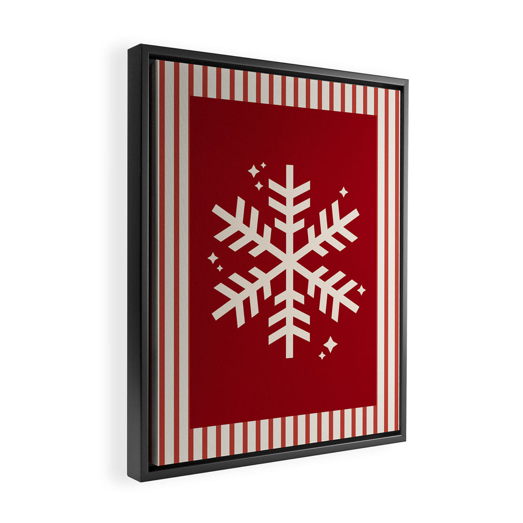 Snowflake Red Striped Framed Canvas Print Gallery Image 2