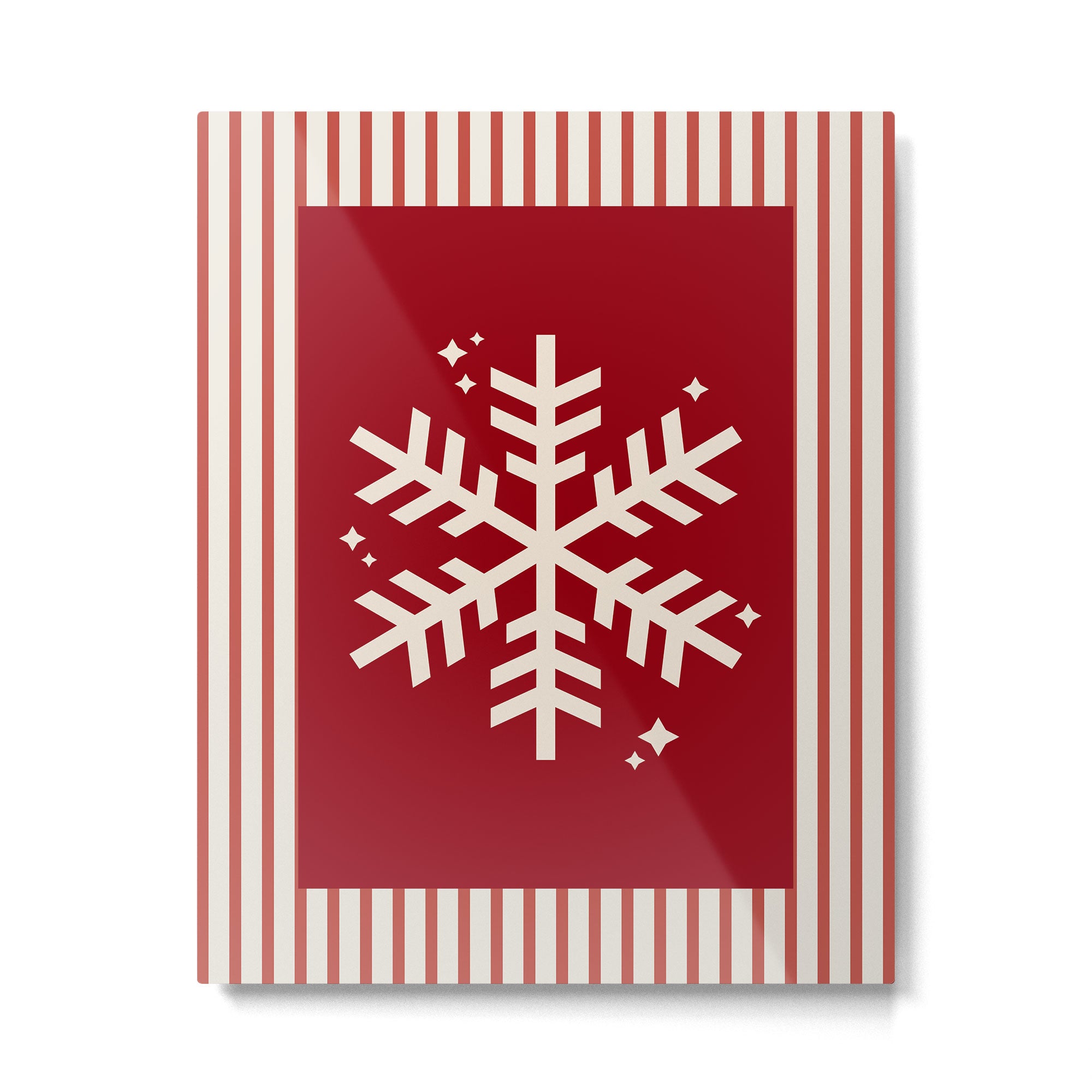 Snowflake Red Striped Metal Print Gallery Image 4
