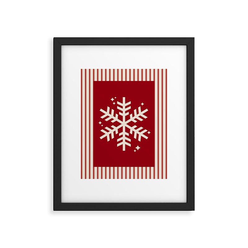 Snowflake Red Striped Framed Art Print Gallery Image 5