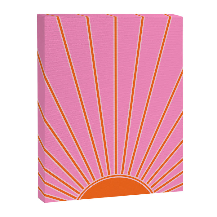 Sun Print Sunrise Pink And Orange Colors Sunshine Retro Sun Wall Art Vintage Boho Abstract Decor Canvas Print Gallery Image 1