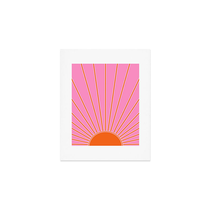 Sun Print Sunrise Pink And Orange Colors Sunshine Retro Sun Wall Art Vintage Boho Abstract Decor Art Print Gallery Image 1