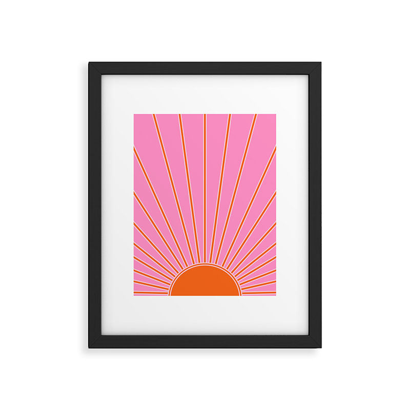 Sun Print Sunrise Pink And Orange Colors Sunshine Retro Sun Wall Art Vintage Boho Abstract Decor Framed Art Print Gallery Image 5