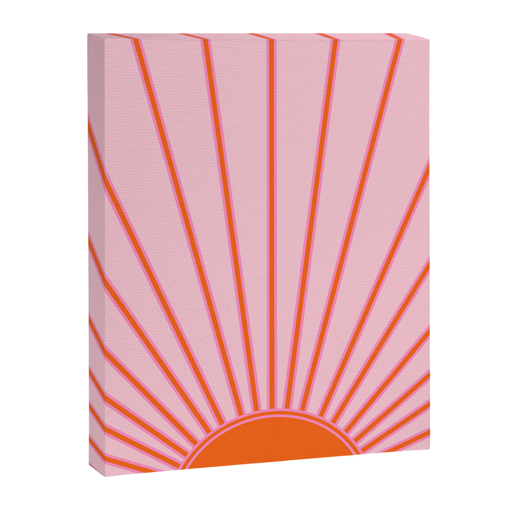 Sun Print Sunrise Sunshine Pastel Pink And Orange Retro Sun Wall Art Vintage Boho Modern Abstract Canvas Print Gallery Image 6