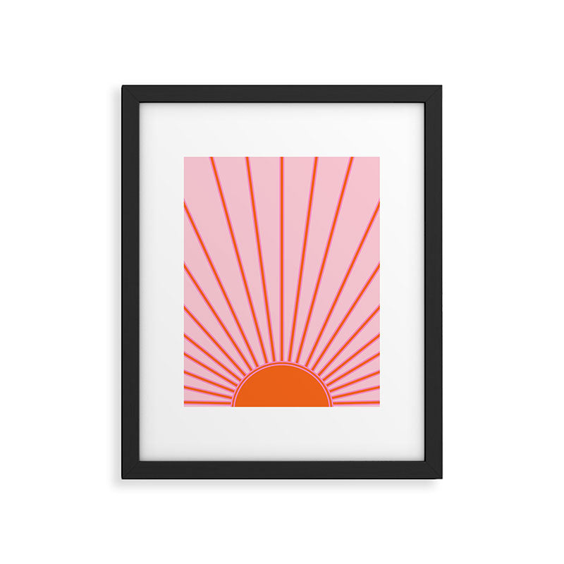Sun Print Sunrise Sunshine Pastel Pink And Orange Retro Sun Wall Art Vintage Boho Modern Abstract Framed Art Print Gallery Image 5
