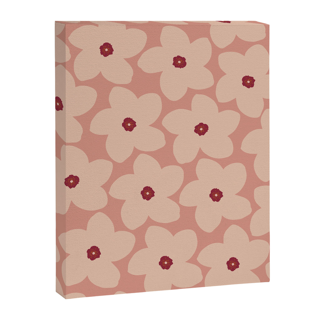 Terracotta Pink Retro Flower Canvas Print Gallery Image 6