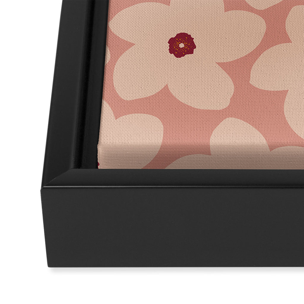 Terracotta Pink Retro Flower Framed Canvas Print Gallery Image 3