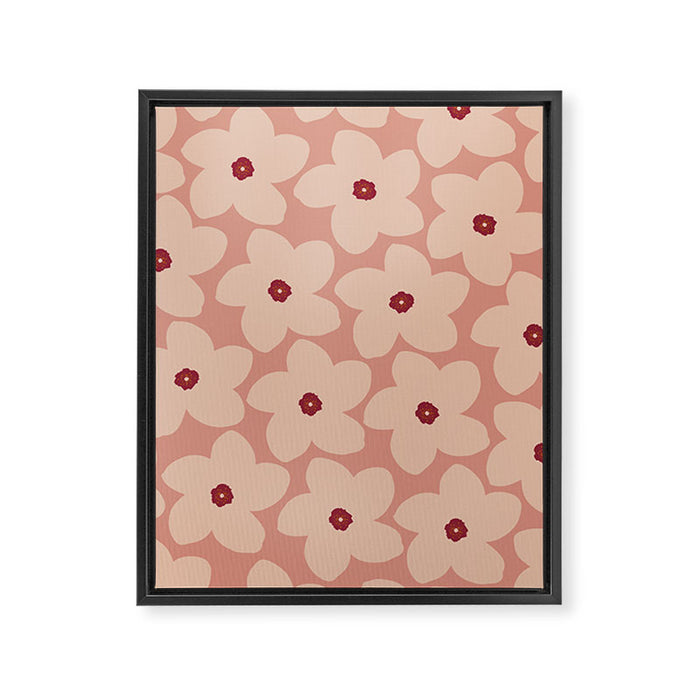Terracotta Pink Retro Flower Framed Canvas Print Gallery Image 1