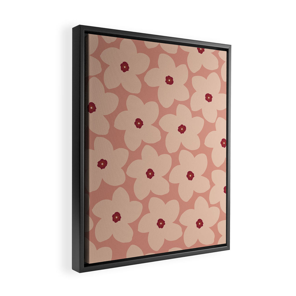 Terracotta Pink Retro Flower Framed Canvas Print Gallery Image 2