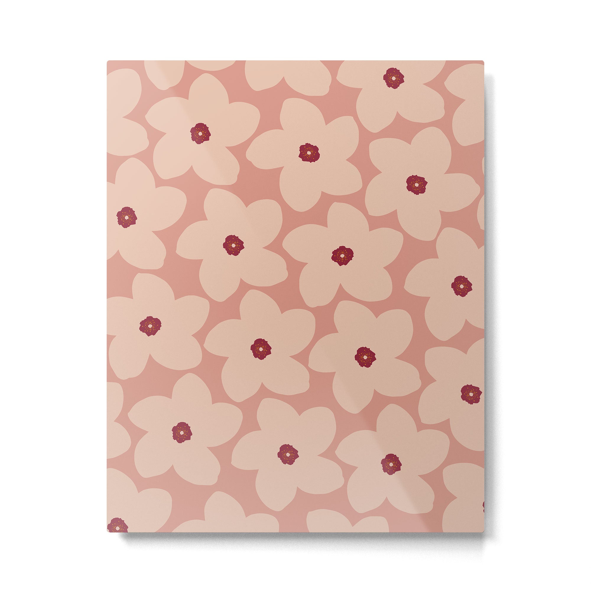 Terracotta Pink Retro Flower Metal Print Gallery Image 4