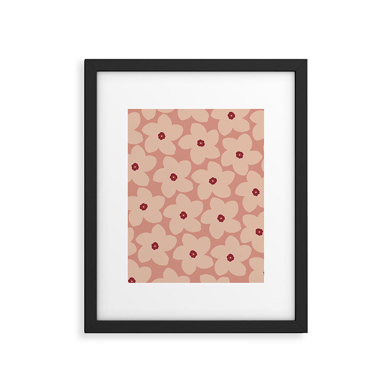 Terracotta Pink Retro Flower Framed Art Print Gallery Image 5