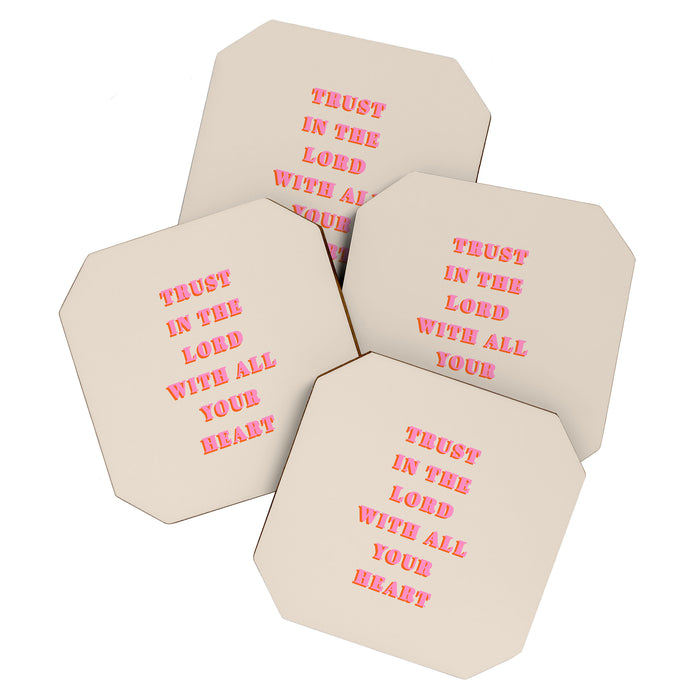 Trust In The Lord With All Your Heart Proverbs 3:5-6 Bible Verse Scripture Wall Art Christian Quote Coaster Gallery Image 1