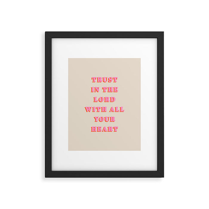 Trust In The Lord With All Your Heart Proverbs 3:5-6 Bible Verse Scripture Wall Art Christian Quote Framed Art Print Gallery Image 1