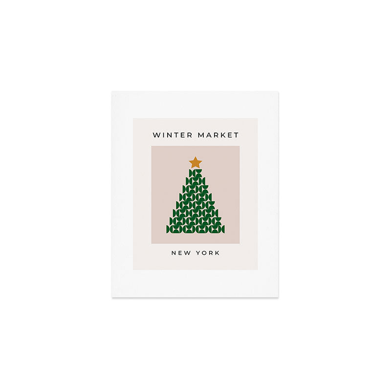 Winter Market | 05 - Festive Christmas Tree Green And Neutral Modern Holiday Art Print Gallery Image 1