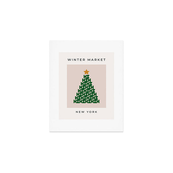 Winter Market | 05 - Festive Christmas Tree Green And Neutral Modern Holiday Art Print Gallery Image 1