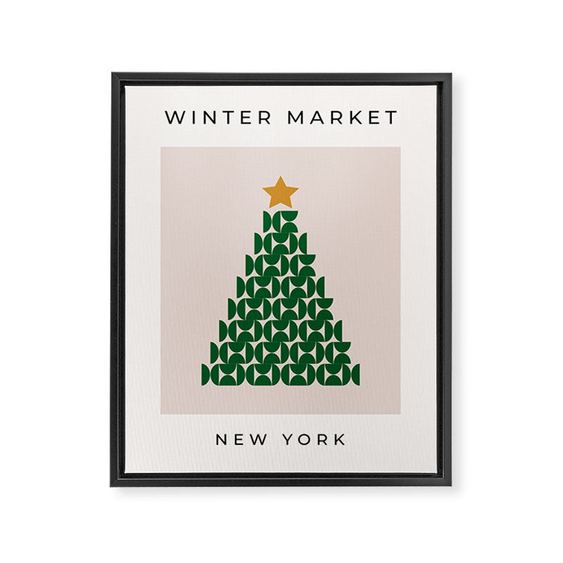 Winter Market | 05 - Festive Christmas Tree Green And Neutral Modern Holiday Framed Canvas Print Gallery Image 6