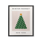 Winter Market | 05 - Festive Christmas Tree Green And Neutral Modern Holiday Framed Canvas Print Gallery Image 6