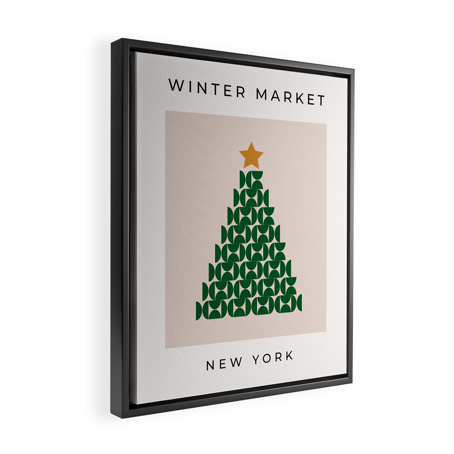 Winter Market | 05 - Festive Christmas Tree Green And Neutral Modern Holiday Framed Canvas Print Gallery Image 2