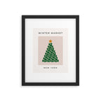 Winter Market | 05 - Festive Christmas Tree Green And Neutral Modern Holiday Framed Art Print Gallery Image 5