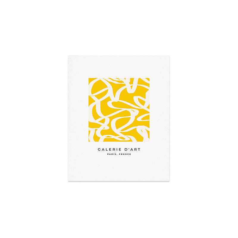 Yellow And White Brush Strokes, Abstract Art, Exhibition Poster, Mid Century Modern Art Print Gallery Image 1
