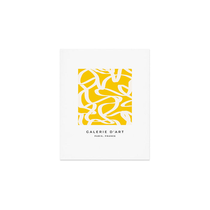 Yellow And White Brush Strokes, Abstract Art, Exhibition Poster, Mid Century Modern Art Print Gallery Image 1