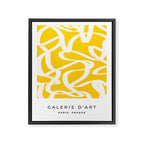 Yellow And White Brush Strokes, Abstract Art, Exhibition Poster, Mid Century Modern Framed Canvas Print Gallery Image 6