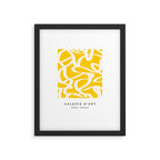 Yellow And White Brush Strokes, Abstract Art, Exhibition Poster, Mid Century Modern Framed Art Print Gallery Image 4