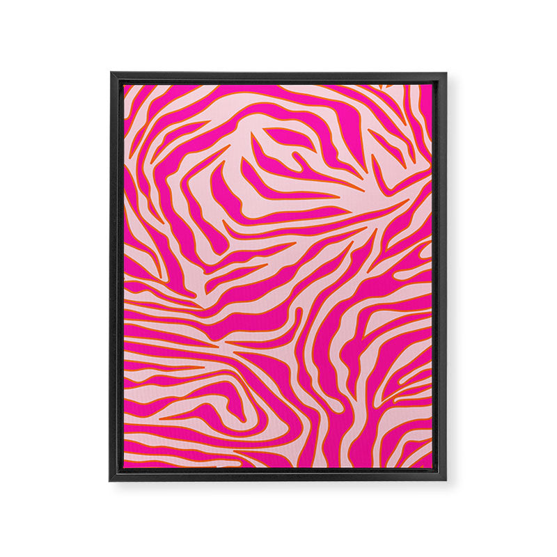 Zebra Print Pink And Orange Zebra Stripes Wild Animal Print Preppy Decor Modern Zebra Pattern Framed Canvas Print Gallery Image 6