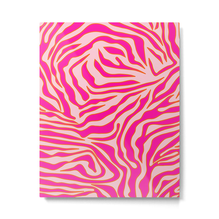 Zebra Print Pink And Orange Zebra Stripes Wild Animal Print Preppy Decor Modern Zebra Pattern Metal Print Gallery Image 1