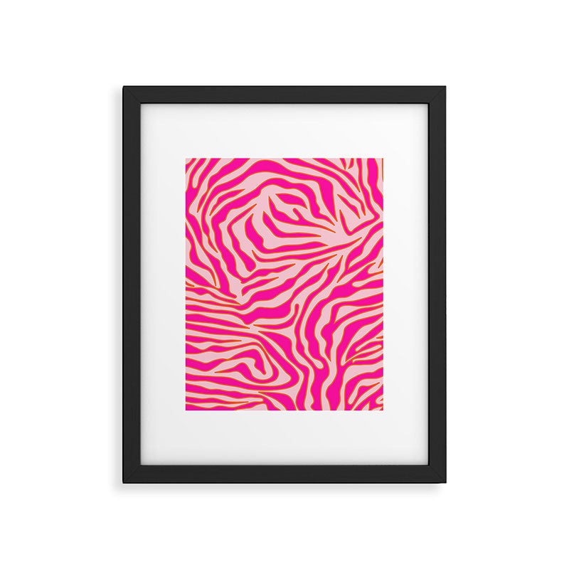 Zebra Print Pink And Orange Zebra Stripes Wild Animal Print Preppy Decor Modern Zebra Pattern Framed Art Print Gallery Image 5