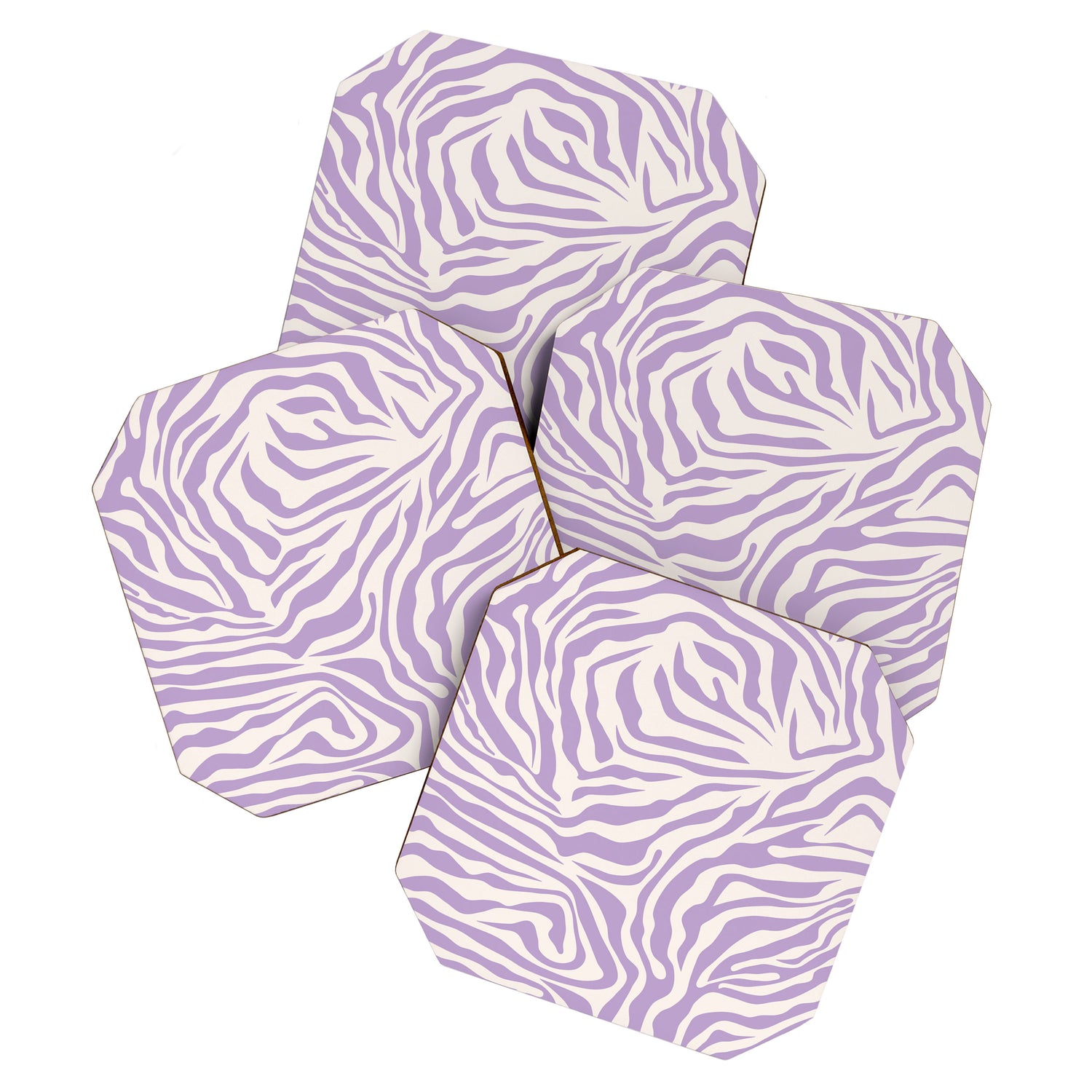 Zebra Print Purple Lilac Lavender Zebra Stripes Wild Animal Print Zebra Pattern Preppy Modern Decor Coaster Gallery Image 1