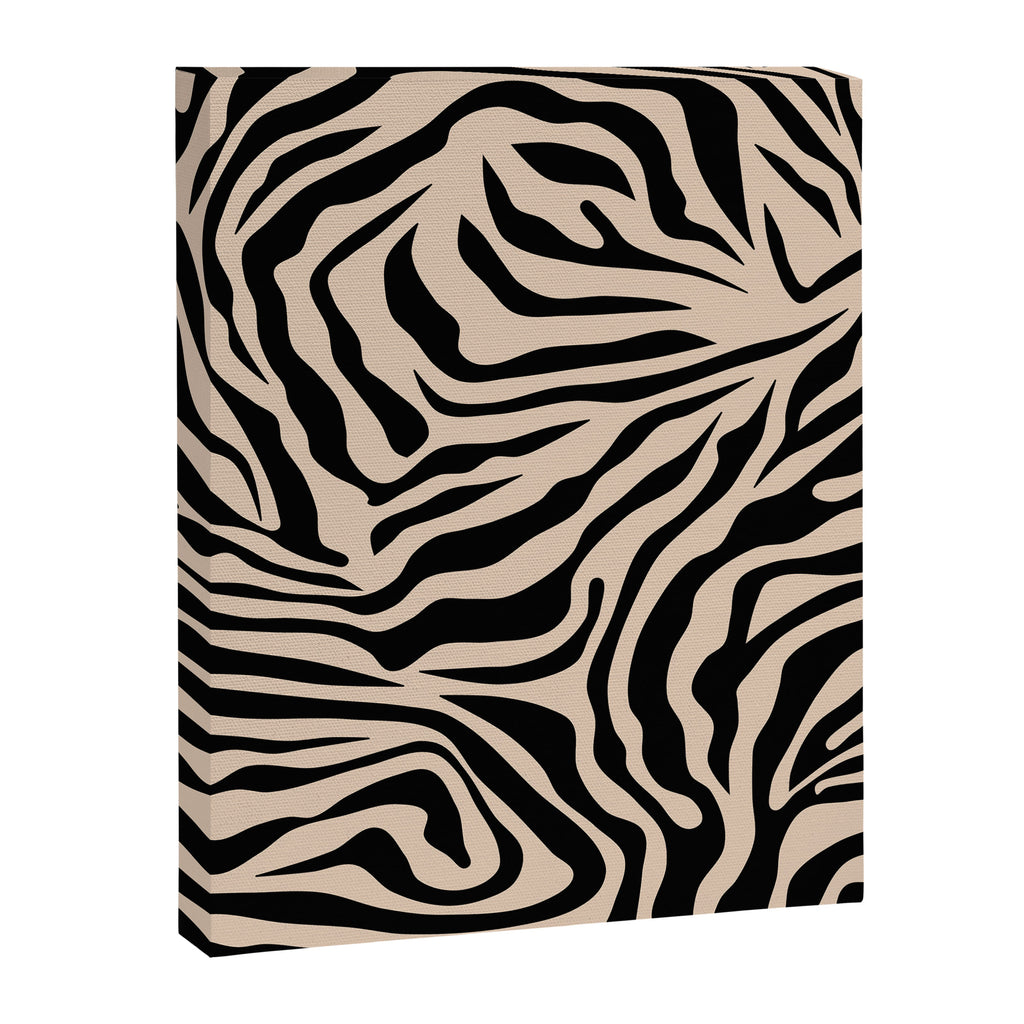Zebra Print Zebra Stripes Wild Animal Print Zebra Pattern Modern Black And Beige Tan Light Brown Canvas Print Gallery Image 6