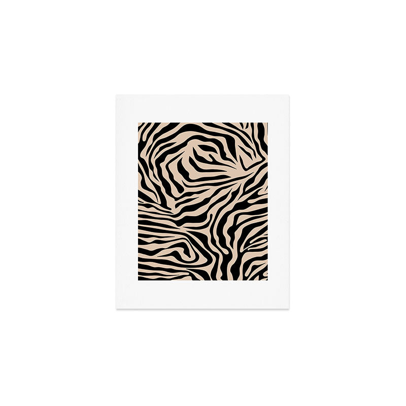 Zebra Print Zebra Stripes Wild Animal Print Zebra Pattern Modern Black And Beige Tan Light Brown Art Print Gallery Image 1