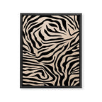 Zebra Print Zebra Stripes Wild Animal Print Zebra Pattern Modern Black And Beige Tan Light Brown Framed Canvas Print Gallery Image 6