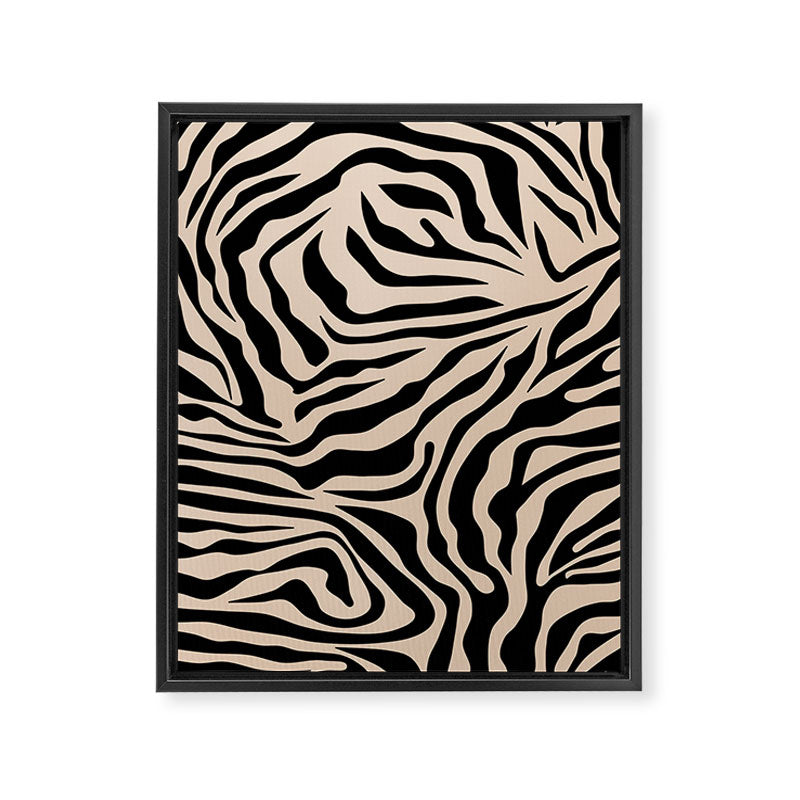 Zebra Print Zebra Stripes Wild Animal Print Zebra Pattern Modern Black And Beige Tan Light Brown Framed Canvas Print Gallery Image 6
