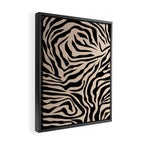 Zebra Print Zebra Stripes Wild Animal Print Zebra Pattern Modern Black And Beige Tan Light Brown Framed Canvas Print Gallery Image 2